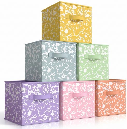 LemonRoad 6 Fabric Cube Storage Bin 11'' Classroom Bin, Macaron, Classic by Unknown