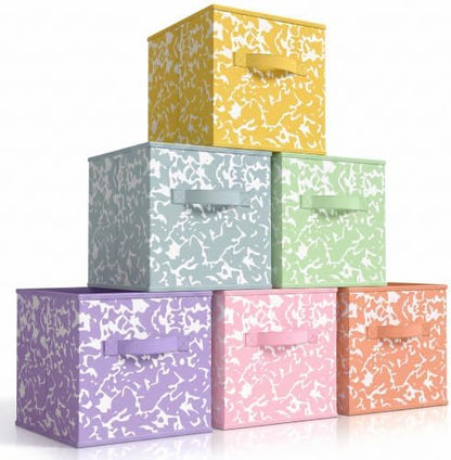 LemonRoad 6 Fabric Cube Storage Bin 11'' Classroom Bin, Macaron, Classic by Unknown