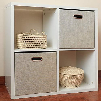 Posprica Storage Cube Basket Bins,13×13 Foldable Storage Boxes for Closet Organizer Shelf Cabinet Bookcase,Thick Fabric Drawer,Set of 4, Beige - Image 7