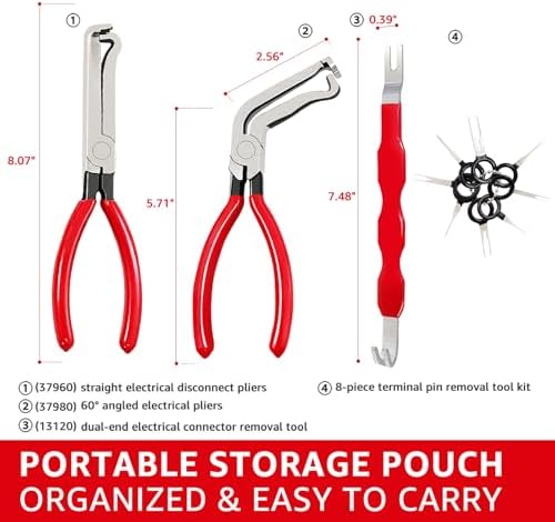 Electrical Disconnect Pliers for Cars: 2026 Upgraded Portable Dual Angled Automotive Connector Separator Tool Set with Bag for Car Terminal and Wiring Harness Removal in Tight Engine Space - Image 7