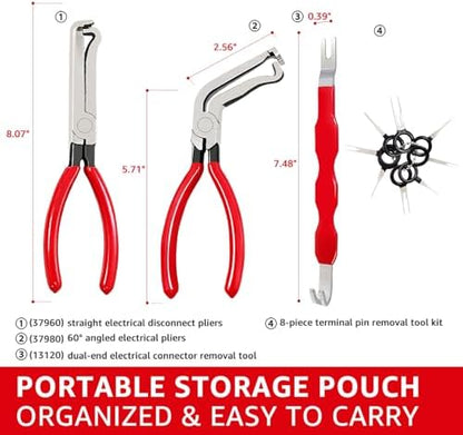Electrical Disconnect Pliers for Cars: 2026 Upgraded Portable Dual Angled Automotive Connector Separator Tool Set with Bag for Car Terminal and Wiring Harness Removal in Tight Engine Space - Image 7