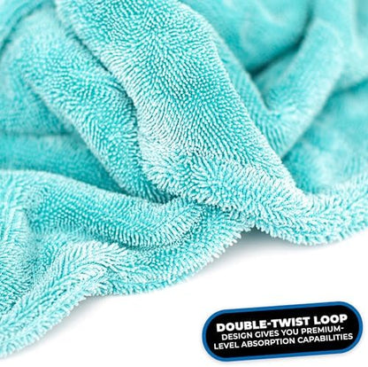 The Rag Company Liquid8r Car Drying Towel, Aqua Blue, 25x36 in, 1-Pack - Image 3