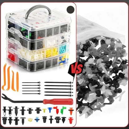 1240PCS Auto Retainer Clips Kit with Trim Removal Tools and 3-Layer Organizer Box, 32 Sizes Push Rivets Fasteners for Car Bumper, Fender, Door Panel and Interior Repair - Image 5