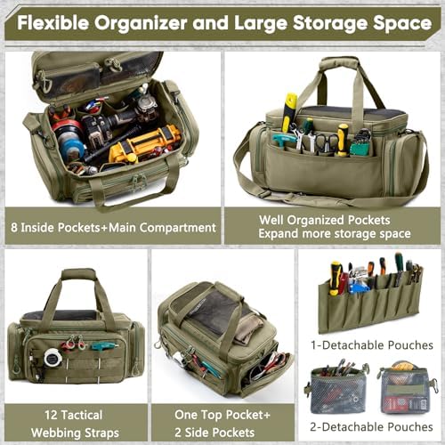 Heavy Duty Tool Bag Organizer with Strong Magnets & Detachable Pouches, Tactical Tool Tote for Men, Multiple Pockets, Anti-Friction Bottom Utility Tool's Bag for Electrician,Mechanic - Image 4