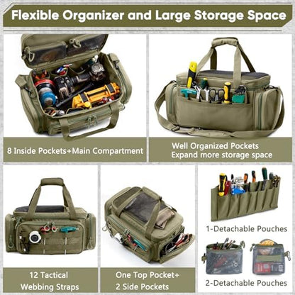 Heavy Duty Tool Bag Organizer with Strong Magnets & Detachable Pouches, Tactical Tool Tote for Men, Multiple Pockets, Anti-Friction Bottom Utility Tool's Bag for Electrician,Mechanic - Image 4