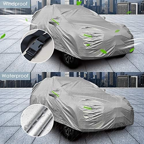 Car Cover Waterproof All Weather for Auto Ful Outdoor Car Covers 210T Lightweight Breathable Covers for Car UV Protection/Windproof/Dustproof/Scratch Resistant Universal Fit for SUV (Up to 209”L) - Image 4