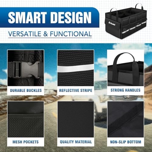 K KNODEL Trunk Organizer with Lid for Car, SUV, and Truck (Medium, Black) - Image 3
