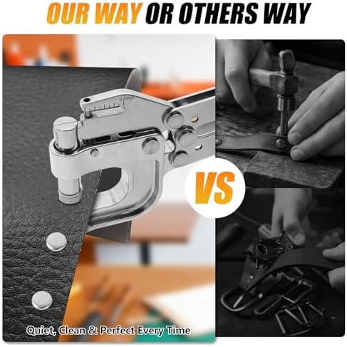Leather Rivets Press Tool Kit – 160 Sets Double Cap Rivets with Installation Pliers, Leverage Design & Non-Slip Handle for Leather, Fabric, Clothing, Leathercraft Repair（4 Colors, 2 Sizes） - Image 5