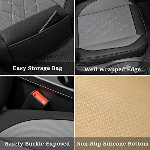 JOJOBAY Leather Car Seat Cover,Bottom Seat Covers for Cars,Front Seat Protector,Fit for 95% of Vehicles - Padded,Anti-Slip,Premium Leather(1 PC,Grey Two Tone) - Image 4