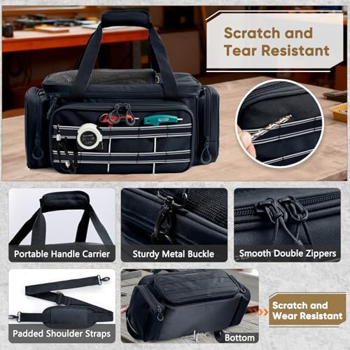 Heavy Duty Tool Bag Organizer with Strong Magnets & Detachable Pouches, Tactical Tool Tote for Men, Multiple Pockets, Anti-Friction Bottom Utility Tool's Bag for Electrician,Mechanic - Image 5