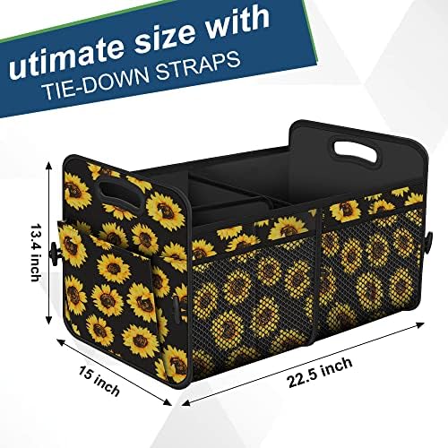 Femuar Car Trunk Organizer with 72L Large Capacity Waterproof Collapsible and 11 Pockets, Trunk Organizer for Car SUV/Jeep/Sedan, Large Size, Sunflower - Image 3