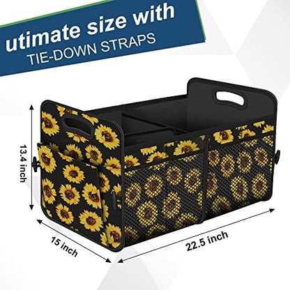 Femuar Car Trunk Organizer with 72L Large Capacity Waterproof Collapsible and 11 Pockets, Trunk Organizer for Car SUV/Jeep/Sedan, Large Size, Sunflower - Image 3