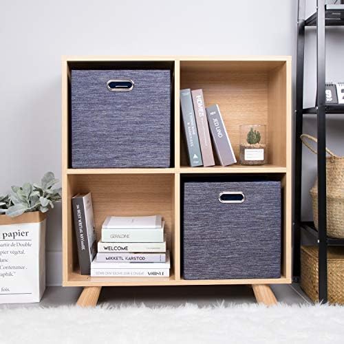 Posprica Storage Cubes,11×11 Foldable Storage Bins,Thick and Heavy duty Fabric Baskets - 4pcs,Blue - Image 4