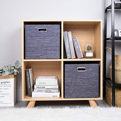 Posprica Storage Cubes,11×11 Foldable Storage Bins,Thick and Heavy duty Fabric Baskets - 4pcs,Blue - Image 4