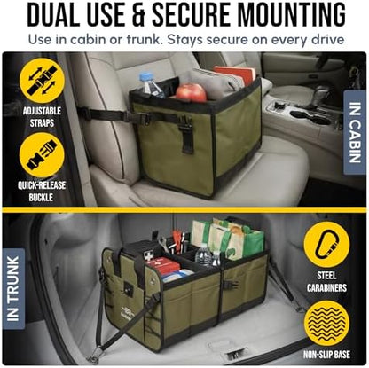 Extra Large Car Trunk Organizer - Trunk Storage - Modular Detachable Configurable Collapsible - for SUV Minivan Truck Sedan Van - 4 Compartment XXL, Green - Image 4