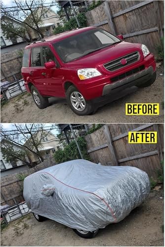 Tecoom Hard Shell Car Cover for Automobiles with Zipper Design, Waterproof All Weather UV-Proof Windproof for Indoor Outdoor Fit 216-230 Inches Full-Size SUV - Image 6