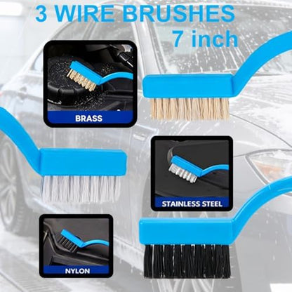 27Pcs Car Detailing Kit, Car Detailing Brush Set, Car Wash Cleaning Kit, Car Detailing Brushes, Professional Car Care Kit for Interior Exterior Wheels, Blue - Image 5