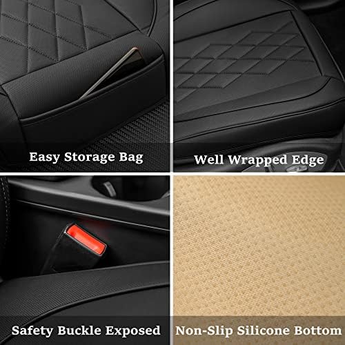 JOJOBAY Leather Car Seat Cover,Bottom Seat Covers for Cars,Front Seat Protector,Fit for 95% of Vehicles - Padded,Anti-Slip,Premium Leather(1 PC,Black) - Image 4