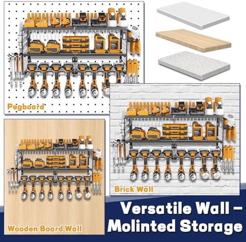 Power Tool Organizer Wall Mount, 300Lbs Tool Storage Rack, Black - Image 6