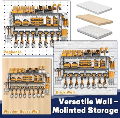 Power Tool Organizer Wall Mount, 300Lbs Tool Storage Rack, Black - Image 6