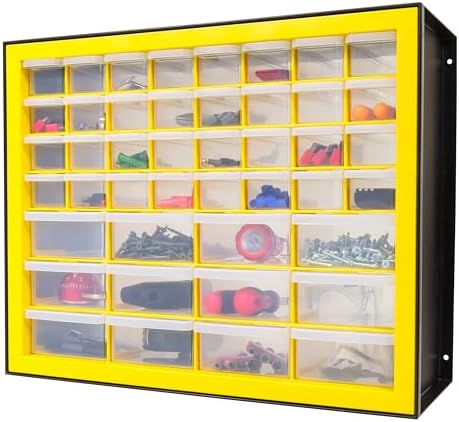 IRIS Plastic Hardware Storage Drawer, 44 Drawer Parts Cabinet - Yellow by IRISUSA