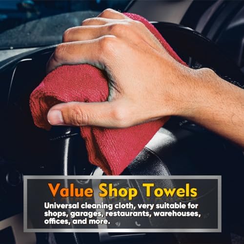 HOMEXCEL Microfiber Cleaning Cloth 200 PK, Towels for Cars, Shop Rags, Red - Image 2