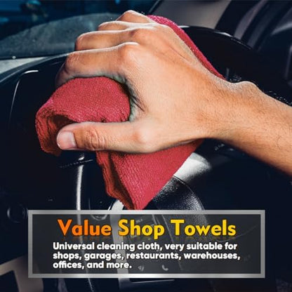 HOMEXCEL Microfiber Cleaning Cloth 200 PK, Towels for Cars, Shop Rags, Red - Image 2
