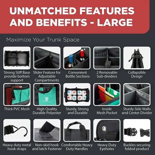 Teal Car Trunk Organizer for SUV & Auto Cargo Storage, Large - Image 3