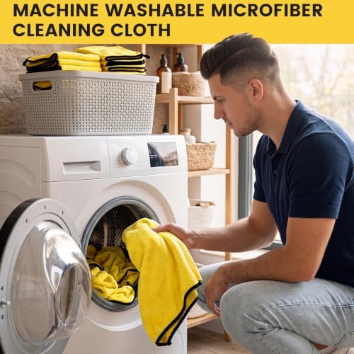 Tallew 300 Pcs Microfiber Towels:16"x16" Microfiber Drying Towels Bulk Micro Fiber Car Cleaning Cloth for Cars Drying Washing Polishing Office Windows Cleaning Household Supplies (Yellow) - Image 5