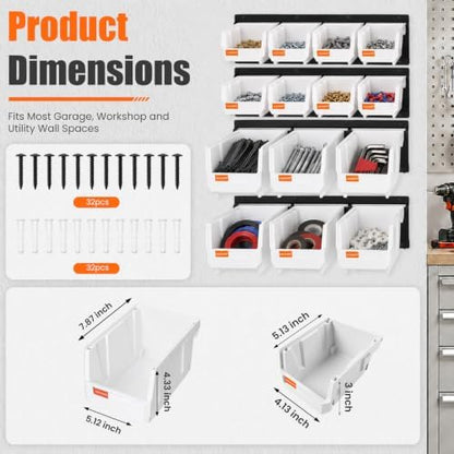 14pc Wall-Mounted Storage Organizer Mixed V1 V2 Combo White - Image 2