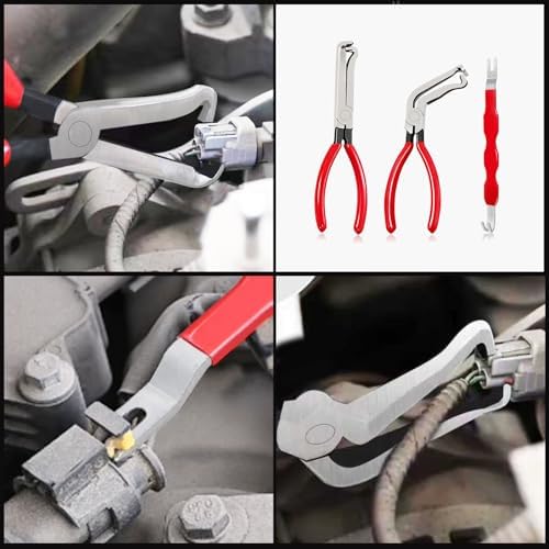 Electrical Disconnect Pliers for Cars: 2026 Upgraded Portable Dual Angled Automotive Connector Separator Tool Set with Bag for Car Terminal and Wiring Harness Removal in Tight Engine Space - Image 5