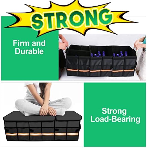 Trunk Organizer Cargo Organizer Trunk Storage Waterproof Collapsible Durable Multi Compartments-((Oversize,Black) - Image 2