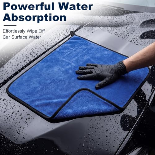 Nuenen 20 Pcs Microfiber Car Drying Towels 800 GSM Thick Plush, Blue - Image 3