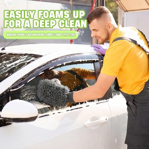 24 Pack Car Wash Mitts Bulk Microfiber Wash Mitts, Grey - Image 4