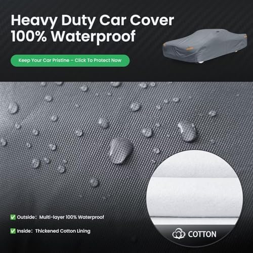 Waterproof DeVille(1994-1999) Car Cover with Breathable Vents, [2026 Upgrade] Premium Covers with Cotton Liner and Zipper Door, Sun Rain Snow Dust Uv Protection. - Image 2