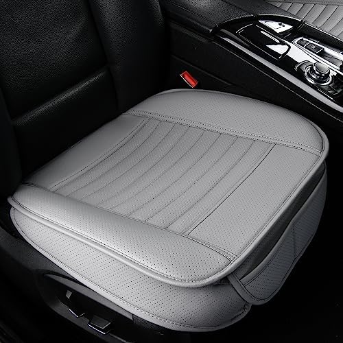 2pc Edge Wrapping Comfortable Car Front Seat Covers, Seat Protectors, Anti-Slip Bottom Seat Cushion Covers for Auto with PU Leather(Gray) by SunnyColor