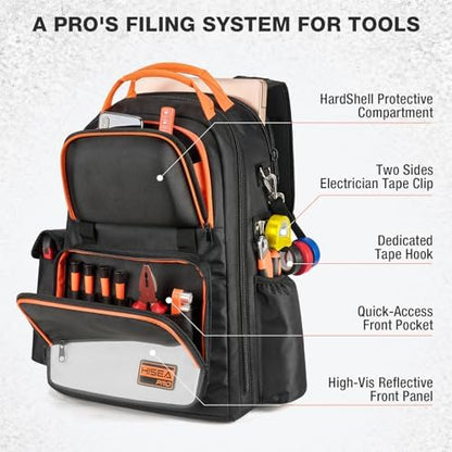 HISEA Tool Backpack, 18-Inch Heavy Duty Tool Bag Organizer with 37 Pockets - Image 4