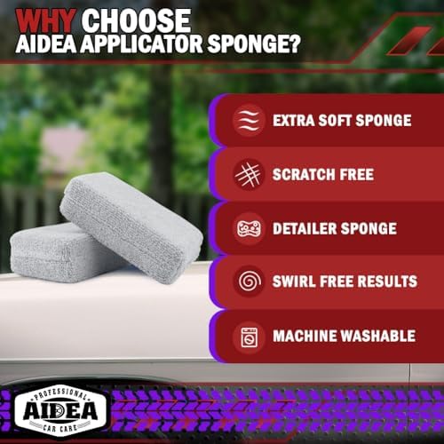 AIDEA Microfiber Applicator Pad-8 Pack, Car Wash Sponge, Grey - Image 3