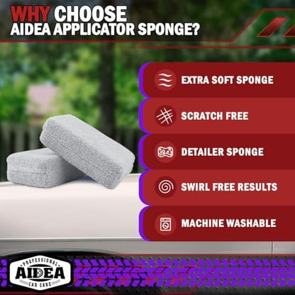 AIDEA Microfiber Applicator Pad-8 Pack, Car Wash Sponge, Grey - Image 3