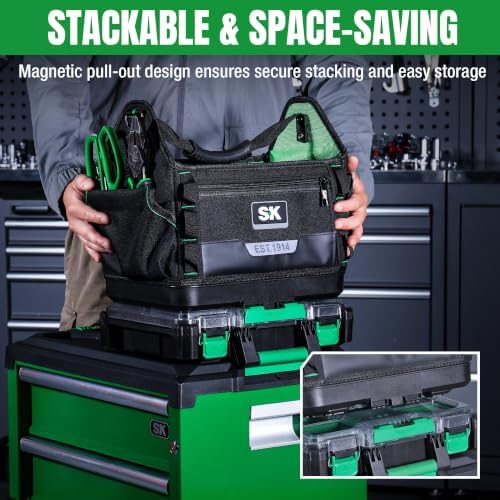 SK 15-Inch Open Top Tool Bag Organizer, Stackable Tool Tote, 1680D Fabric - Image 7