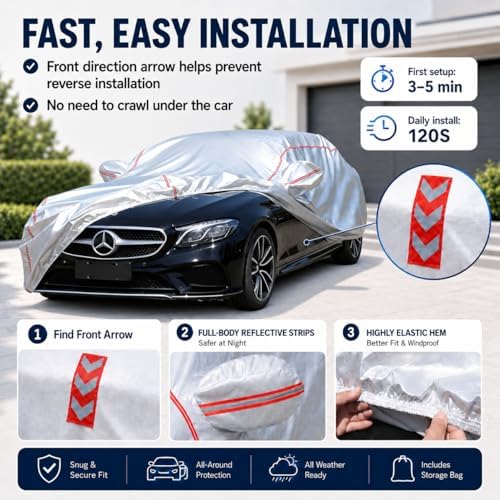 Car Cover Waterproof All Weather, 8-Point Fastening for Benz E-Class - Image 4