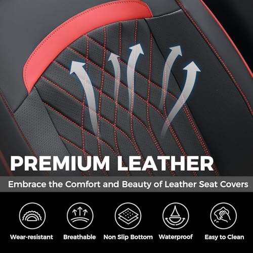 FLORICH Car Seat Covers Front Seat, Leather Seat Covers for Cars, Car Seat Protector Waterproof, Universal Automotive Seat Covers, Front Car Seat Cover Fit for Most Sedans SUV Pick-up Truck - Image 5