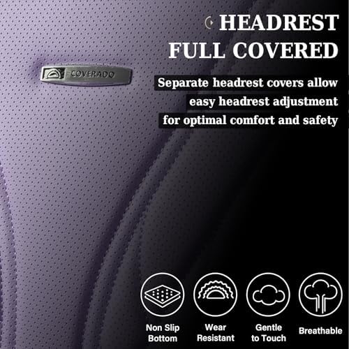 Coverado Car Seat Covers Full Set, Automotive Front and Rear Seat Covers with Backrest, Nappa Leather Car Seat Protectors Waterproof, Universal for Most Vehicles - Image 5
