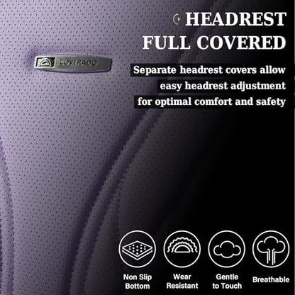 Coverado Car Seat Covers Full Set, Automotive Front and Rear Seat Covers with Backrest, Nappa Leather Car Seat Protectors Waterproof, Universal for Most Vehicles - Image 5