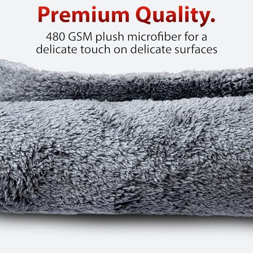Adam's Borderless Grey Microfiber Towel (6pk) - Premium Ultra Soft Car Detailng Towel Cloths, 480gsm - Safe for Car Wash, Home Cleaning & Pet Drying Cloths (16 Inch x 16 Inch) - Image 3
