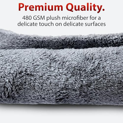 Adam's Borderless Grey Microfiber Towel (6pk) - Premium Ultra Soft Car Detailng Towel Cloths, 480gsm - Safe for Car Wash, Home Cleaning & Pet Drying Cloths (16 Inch x 16 Inch) - Image 3