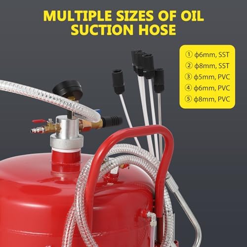 Garvee 20 Gallon Waste Oil Drain Tank, Portable Oil Drain Container, Air Operated Drainer, Fluid Fuel Transfer Drainage, Adjustable Funnel Height with Wheel &15'' Premium Bowl and a Toolbox - Image 6