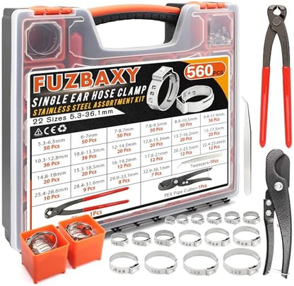 560PCS Single Ear Hose Clamp Kit w/Crimping Pliers for Auto,PEX,RV - Image 2