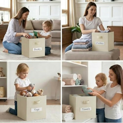 Storage Bins,13" Cube Storage Bin with Labels,10pcs,Beige - Image 6