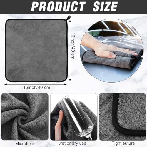 Tallew 40 Pcs Gray Microfiber Towels: 16"x16" Microfiber Drying Towels Bulk Micro Fiber Car Cleaning Cloth for Cars Drying Washing Polishing Cleaning Household Supplies - Image 2